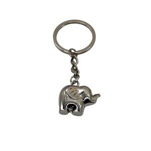Metallic Elephant Keychain With Silver Tone Finish & Functional Compact Design